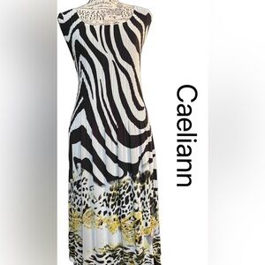 Carliann Fit‎ & Flair pleated Chiffon Size Large Dress.